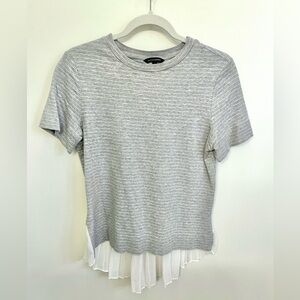 Banana Republic, Women’s Gray White Stripe T-Shirt with White Ruffle, sz S